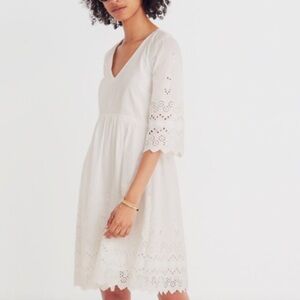 Madewell White Eyelet V-Neck Midi Dress| 2